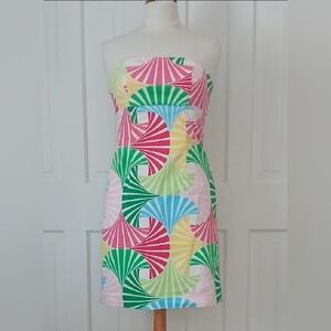 Melly M Strapless Retro Multicolor Fan Dress
